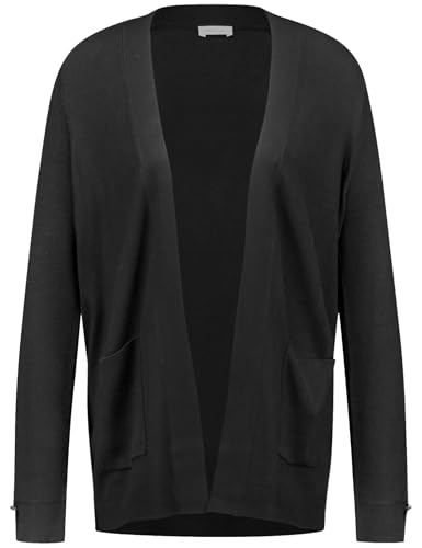 Gerry Weber Damen Offener Cardigan aus Feinstrick Raglanarm, Langarm, breite Rippenbündchen, mit Schlitz unifarben, Melange Schwarz 40 von Gerry Weber
