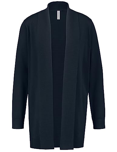 Gerry Weber Damen Offener Cardigan mit Rippstrick breite Rippenbündchen, Langarm unifarben Navy 44 von Gerry Weber