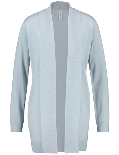 Gerry Weber Damen Offener Cardigan mit Rippstrick breite Rippenbündchen, Langarm unifarben Powder Blue 46 von Gerry Weber