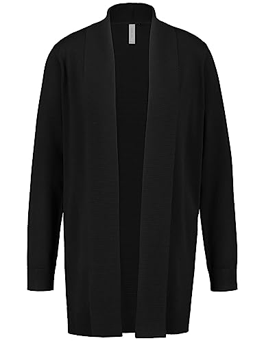 Gerry Weber Damen Offener Cardigan mit Rippstrick breite Rippenbündchen, Langarm unifarben Schwarz 40 von Gerry Weber