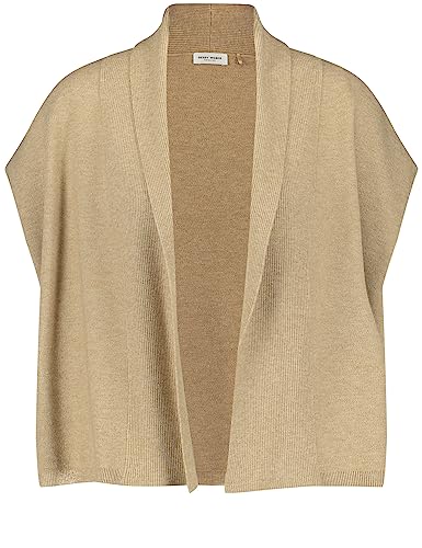 Gerry Weber Damen Offener Cardigan mit Schalkragen und weitem Arm überschnittene Schultern, weiter Arm unifarben Sand Melange 48 von Gerry Weber