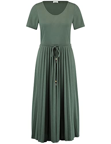 Gerry Weber Damen Plisseekleid mit Taillenband Kurzarm unifarben wadenlang Olive 38 von Gerry Weber