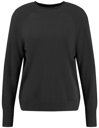 Gerry Weber Damen Pullover aus Feinstrick mit Seidenanteil Raglanarm, Langarm, breite Rippenbündchen unifarben Schwarz 40 von Gerry Weber