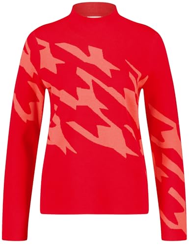 Gerry Weber Damen Pullover in Jacquard-Strick Langarm Gemustert, kariert red/Rouge hooundstooth JCD 44 von Gerry Weber