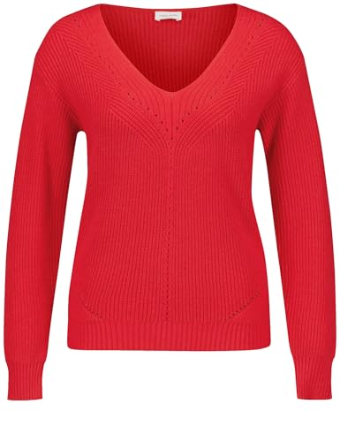 Gerry Weber Damen Pullover mit Ajour-Details breite Rippenbündchen, Langarm unifarben Lipstick 44 von Gerry Weber