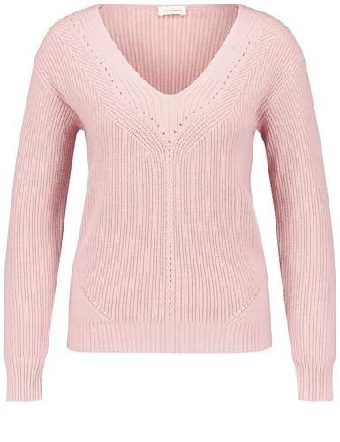 Gerry Weber Damen Pullover mit Ajour-Details breite Rippenbündchen, Langarm unifarben Powder Rose 44 von Gerry Weber