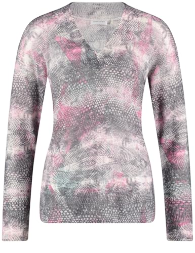 Gerry Weber Damen Pullover mit Allover-Muster breite Rippenbündchen, Langarm Gemustert Black/Green/beige Snakeprint 38 von Gerry Weber