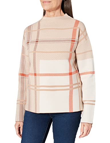 Gerry Weber Damen Pullover mit abstraktem Karo Langarm, überschnittene Schultern kariert Camel/Pumpkin/Schwarz 36 von Gerry Weber