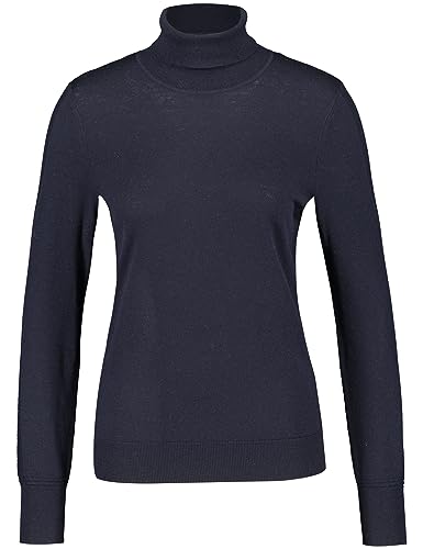 Gerry Weber Damen Rollkragenpullover mit Strickdetail Langarm, breite Rippenbündchen unifarben, Melange Navy 42 von Gerry Weber