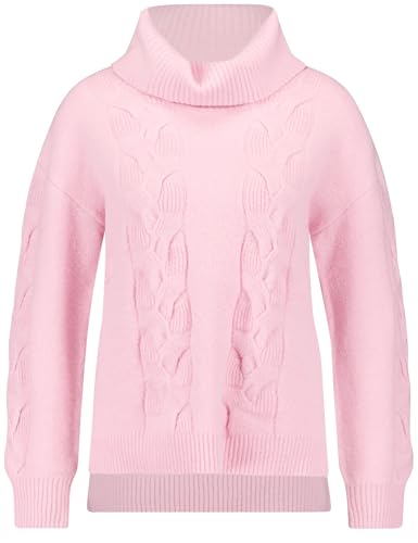 Gerry Weber Damen Rollkragenpullover mit Zopfmuster breite Rippenbündchen, Langarm, überschnittene Schultern unifarben, Melange Rose Quartz Melange 44 von Gerry Weber