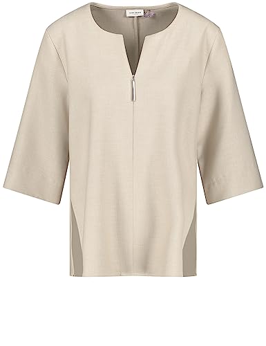 Gerry Weber Damen Schlichtes Blusenshirt mit Frontzipper 3/4 Arm, weiter Arm unifarben Desert 40 von Gerry Weber