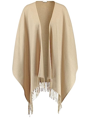 Gerry Weber Damen Schlichtes Cape mit Fransen unifarben Sand Melange 99 von Gerry Weber