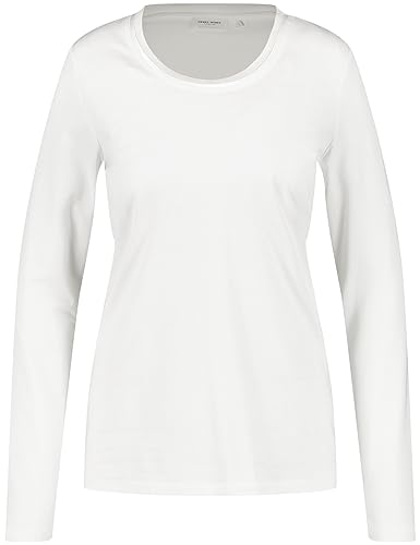 Gerry Weber Damen Schlichtes Langarmshirt mit besonderer Ausschnittblende Langarm unifarben Off-White 48 von Gerry Weber