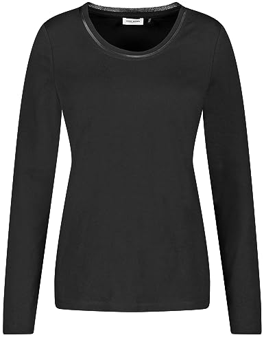 Gerry Weber Damen Schlichtes Langarmshirt mit besonderer Ausschnittblende Langarm unifarben Schwarz 40 von Gerry Weber