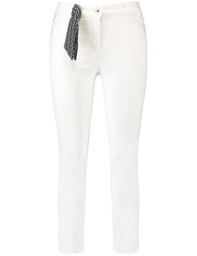 Gerry Weber Damen Schmale 7/8 Jeans mit Ziertuch unifarben 7/8 Länge Off-White 42 von Gerry Weber