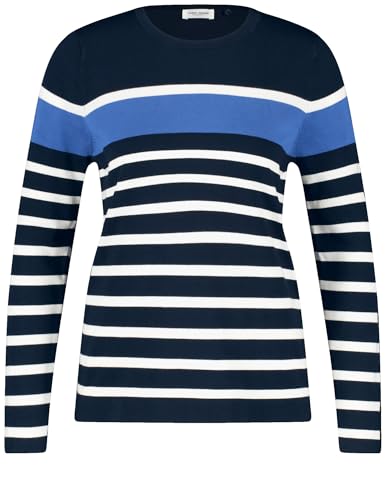 Gerry Weber Damen Softer Pullover mit modischen Streifen Langarm gestreift Navy/Offwhite Striped 46 von Gerry Weber