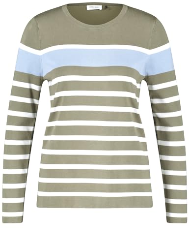 Gerry Weber Damen Softer Pullover mit modischen Streifen Langarm gestreift Reed/Offwhite Striped 40 von Gerry Weber