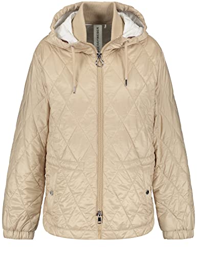 Gerry Weber Damen Steppjacke mit Kapuze Langarm, elastischer Ärmelsaum unifarben Sand 42 von Gerry Weber