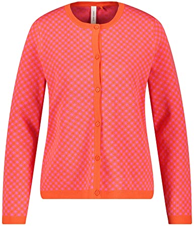 Gerry Weber Damen Strickjacke mit Rautenmuster Langarm kariert Lila/Pink/Rot/Orange Karo 34 von Gerry Weber