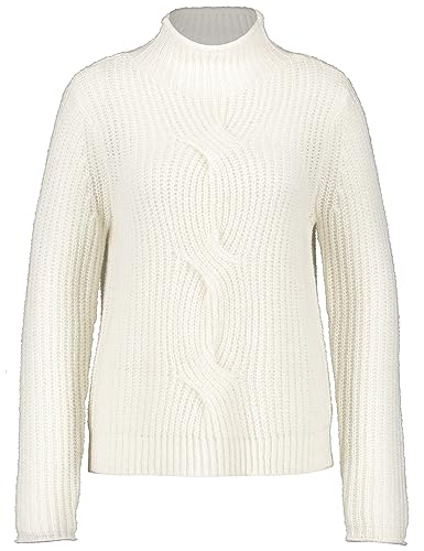 Gerry Weber Damen Strickpullover mit Stehkragen und Zopfmuster Langarm unifarben, Melange Powder 44 von Gerry Weber