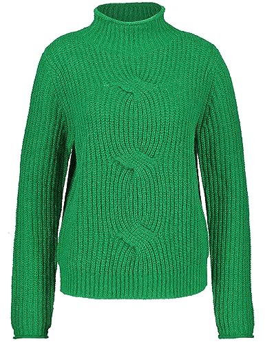 Gerry Weber Damen Strickpullover mit Stehkragen und Zopfmuster Langarm unifarben, Melange Bright Green 38 von Gerry Weber