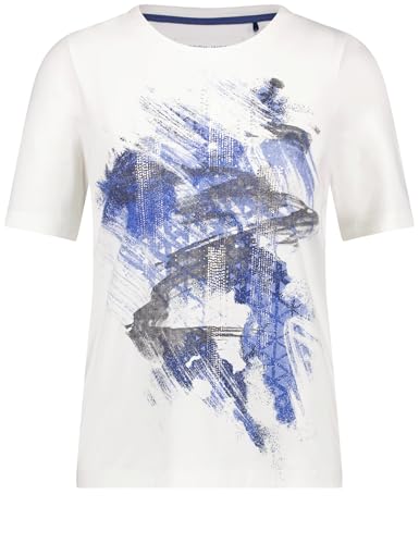 Gerry Weber Damen T-Shirt Kurzarm unifarben, Frontprint Off White/Blue placem.+foil 40 von Gerry Weber