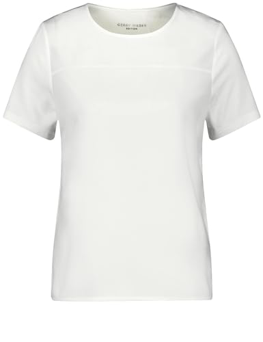 Gerry Weber Damen T-Shirt mit Material-Patch Kurzarm unifarben Off-White 36 von Gerry Weber