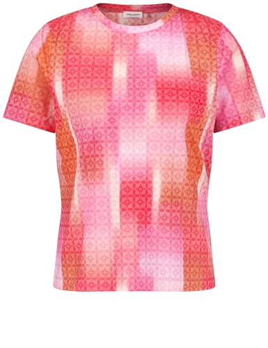 Gerry Weber Damen T-Shirt mit Minimal-Muster Kurzarm Gemustert, Farbverlauf Lila/Pink Druck 46 von Gerry Weber
