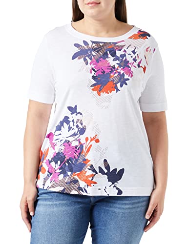 Gerry Weber Damen T-Shirt mit floralem Frontprint Kurzarm unifarben, Frontprint weiß/weiß 38 von Gerry Weber