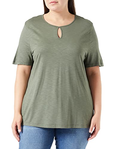 Gerry Weber Damen T-Shirt mit geknöpftem Tropfenauschnitt Kurzarm unifarben Olive 34 von Gerry Weber