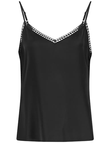 Gerry Weber Damen Top mit Material-Patch ärmellos unifarben Schwarz 38 von Gerry Weber