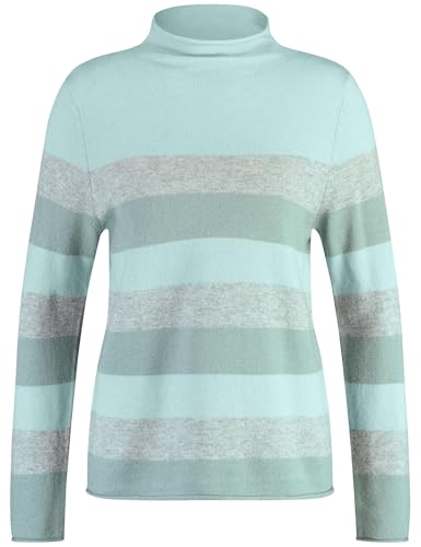 Gerry Weber Damen Wollpullover mit Blockstreifen Langarm gestreift Mint/Hazy Mint Stripes 48 von Gerry Weber