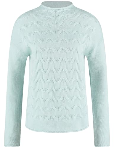 Gerry Weber Damen Wollpullover mit Kaschmiranteil Langarm, überschnittene Schultern unifarben, Melange Mint 38 von Gerry Weber
