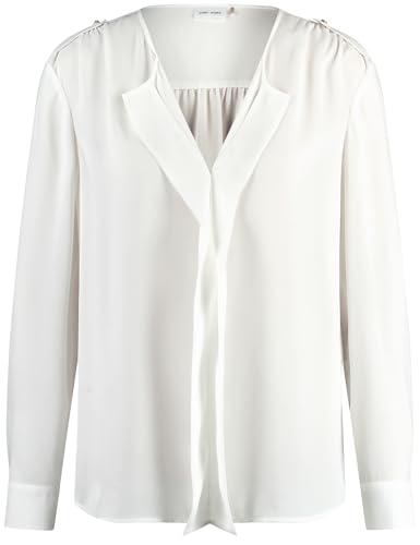 Gerry Weber Damen Zarte Bluse mit dekorativer Front Langarm, Manschetten, mit Schlitz unifarben Off-White 42 von Gerry Weber