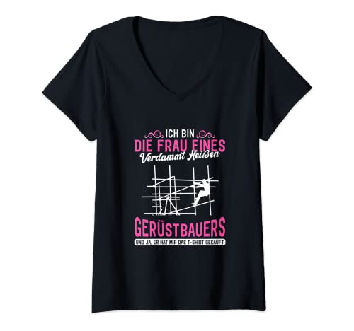 Damen Frau Eines Heißen Gerüstbauer, Gerüst, Spruch Geschenk T-Shirt mit V-Ausschnitt Damen Frau Eines Heißen Gerüstbauer, Gerüst, Spruch Geschenk T-Shirt mit V-Ausschnitt von Gerüstbauer Baustellen Sprüche & Geschenke