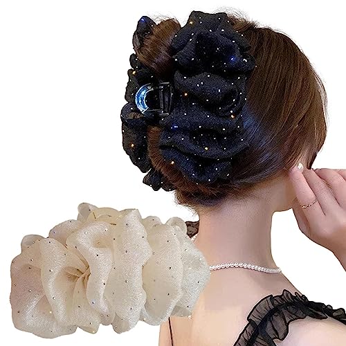 Blasen-Haarklammer, 2 Stück elegantes Haarstyling-Zubehör, Elegantes Haar-Styling-Zubehör für Frauen, große Seiden-Haarklammern mit Schleifen-Design Geruwam von Geruwam