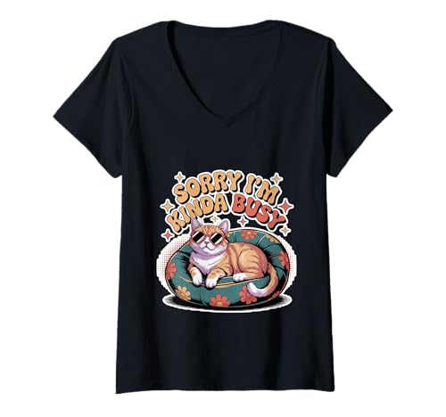Damen Sorry I'm Kinda Busy Busy Multitasking Priority Excuse - T-Shirt mit V-Ausschnitt Damen Sorry I'm Kinda Busy Busy Multitasking Priority Excuse - T-Shirt mit V-Ausschnitt von Geschäftiger Multitasking -Mitarbeiter