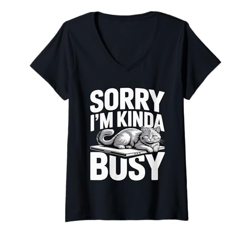 Damen Sorry I'm Kinda Busy Busy Multitasking Priority Excuse - T-Shirt mit V-Ausschnitt Damen Sorry I'm Kinda Busy Busy Multitasking Priority Excuse - T-Shirt mit V-Ausschnitt von Geschäftiger Multitasking -Mitarbeiter