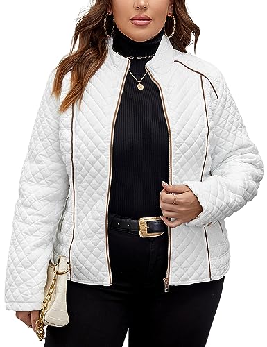 Geschallino Damen Leicht Steppjacke Große Größen Steppmantel Kurz übergangsjacke Wintermantel 087Plus Weiß 5XL Geschallino Damen Leicht Steppjacke Große Größen Steppmantel Kurz übergangsjacke Wintermantel 087Plus Weiß 5XL von Geschallino