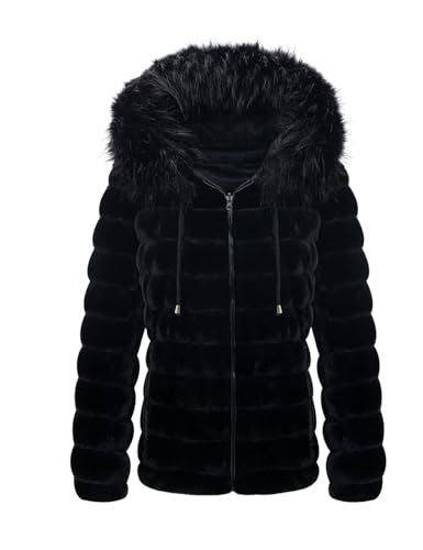 Geschallino Damen Steppmantel Große Größen Umkehrbar Kunstfell Bubble Kurz Wintermantel mit Kapuze 19225Plus Schwarz XXL Geschallino Damen Steppmantel Große Größen Umkehrbar Kunstfell Bubble Kurz Wintermantel mit Kapuze 19225Plus Schwarz XXL von Geschallino