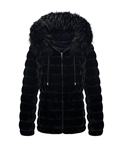 Geschallino Damen Wende jacke Kunstfelljacke Steppmantel Gepolsterter Kurz Wintermantel mit Kapuze 19225 Schwarz XL Geschallino Damen Wende jacke Kunstfelljacke Steppmantel Gepolsterter Kurz Wintermantel mit Kapuze 19225 Schwarz XL von Geschallino