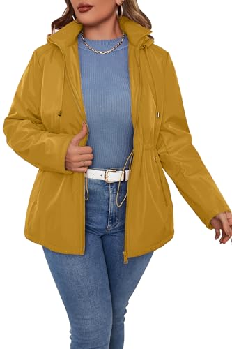 Geschallino Damenjacke Große Größen Leichte Softshell Winter Kurz Kapuze Übergangsjacke 6132Plus Orange 4XL von Geschallino