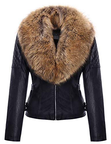 Geschallino Kunstlederjacke für Damen Motorrad Kurze Sherpa Gefütterter Winter Mantel mit Abnehmbarem Pelzkragen 9201 Schwarzgelb 3XL Geschallino Kunstlederjacke für Damen Motorrad Kurze Sherpa Gefütterter Winter Mantel mit Abnehmbarem Pelzkragen 9201 Schwarzgelb 3XL von Geschallino