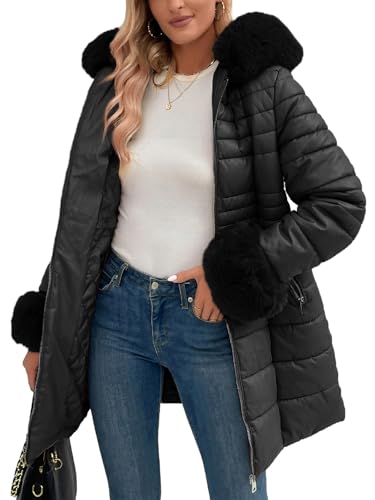 Geschallino Steppmantel für Damen Langer Winter Wattierter Dicker Parka Mantel mit Abnehmbarem Kunstpelzkragen SS804 Schwarz M Geschallino Steppmantel für Damen Langer Winter Wattierter Dicker Parka Mantel mit Abnehmbarem Kunstpelzkragen SS804 Schwarz M von Geschallino