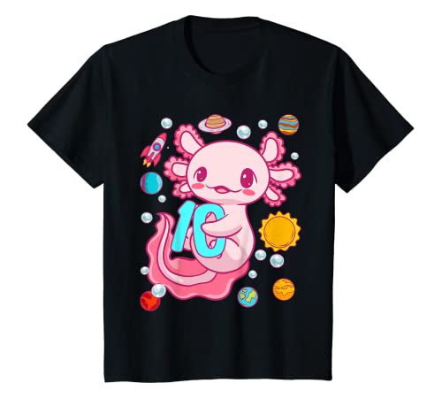 Kinder Süße Kawaii Axolotl 10 Jahre Mädchen Junge Geburtstag T-Shirt Kinder Süße Kawaii Axolotl 10 Jahre Mädchen Junge Geburtstag T-Shirt von Geschenk 10 Jahre Geburtstag von Lifua