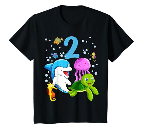 Süße Meerestiere 2 Jahre Mädchen Junge Geburtstag T-Shirt Süße Meerestiere 2 Jahre Mädchen Junge Geburtstag T-Shirt von Geschenk 2 Jahre Geburtstag von Lifua