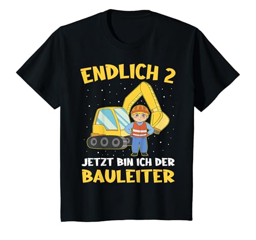 Kinder 2. Geburtstag Endlich 2 Bauarbeiter Bauleiter T-Shirt von Geschenk 2 Jahre Geburtstagskind