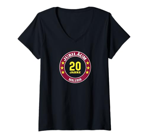 Damen Malerin Jubiläum 20 Jahre 20 jähriges Firmenjubiläum T-Shirt mit V-Ausschnitt Damen Malerin Jubiläum 20 Jahre 20 jähriges Firmenjubiläum T-Shirt mit V-Ausschnitt von Geschenk 20. Jubiläum Malerin Jubigeschenk
