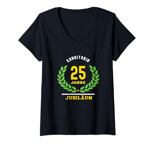 Damen Konditorin Jubiläum 25 Jahre jähriges Firmenjubiläum T-Shirt mit V-Ausschnitt Damen Konditorin Jubiläum 25 Jahre jähriges Firmenjubiläum T-Shirt mit V-Ausschnitt von Geschenk 25. Jubiläum Konditorin Jubigeschenk