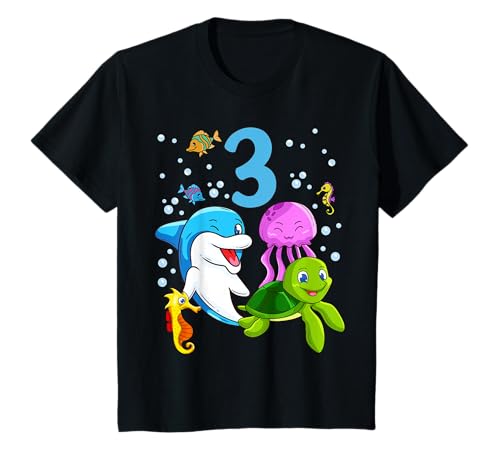 Süße Meerestiere 3 Jahre Mädchen Junge Geburtstag T-Shirt von Geschenk 3 Jahre Geburtstag von Lifua